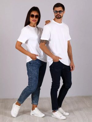 Белые футболки оптом 160 г/м² — классический прямой крой, базовые хлопковые футболки